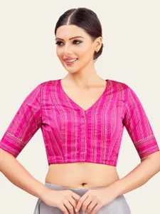 Studio Shringaar Woven Design Non Padded V Neck Saree Blouse