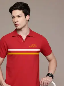 Moda Rapido Men Printed Polo Collar Applique T-shirt