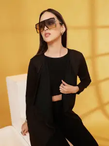 Rigo Self Design Cover-Up Ruffle Waffle Corduroy Longline Shrug