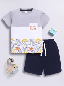 LITTLE NINJA Boys Printed Pure Cotton Round Neck T-Shirt With Short