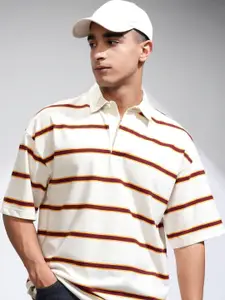 HIGHLANDER Men Striped Polo Collar T-shirt