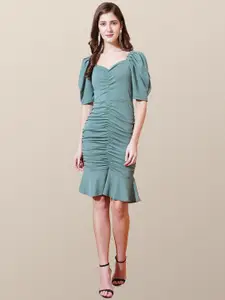 Chemistry Puff Sleeve Scuba Sheath Dress