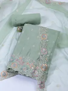 Meena Bazaar Embroidered Art Silk Unstitched Dress Material