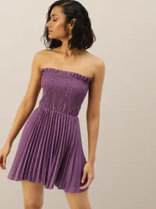 Chemistry Print Off-Shoulder Crepe Fit & Flare Dress