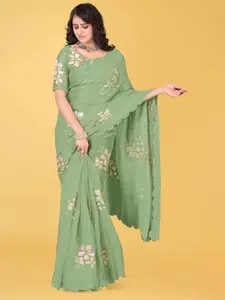 Avirat Designer Studio Floral Embroidered Bollywood Georgette Saree