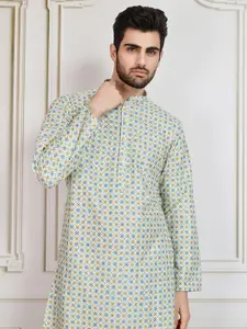 House of Pataudi Printed With Sequins Embellished Cotton Straight Kurta