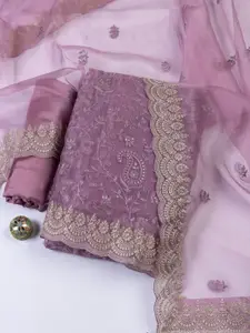 Meena Bazaar Embroidered Organza Unstitched Dress Material