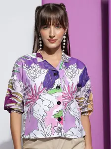 DressBerry Women Modern Boxy Floral Opaque Party Shirt