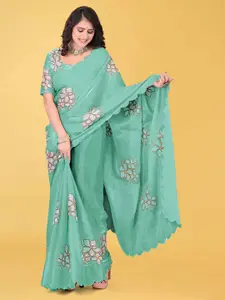 Avirat Designer Studio Ethnic Motifs Embroidered Banarasi Saree