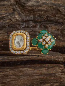 Kushal's Fashion Jewellery Mint Victorian-Plated Ethnic Kundan Finger Ring