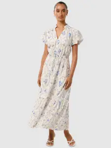 Forever New Floral Print Puff Sleeve A-Line Midi Dress