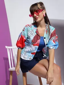 DressBerry Women Modern Boxy Floral Opaque Party Shirt