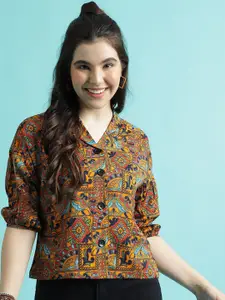 DressBerry Women Modern Boxy Floral Opaque Party Shirt