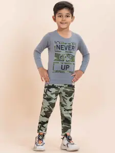 YK X JUST KiDDiNG Boys Printed T-shirt with Trousers