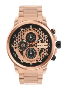 EXTRI Men Patterned Dial & Stainless Steel Bracelet Style Straps Analogue Watch X6079-F