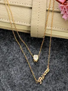 DressBerry Gold-Plated Artificial Stone Studded Layered Necklace