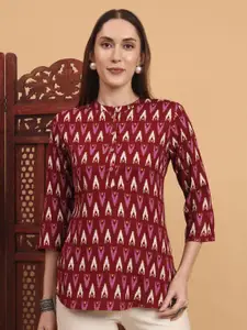 Anouk Rustic Women Tribal Mandarin Collar Printed Straight Kurti