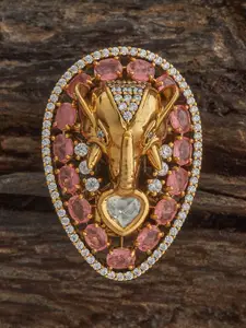 Kushal's Fashion Jewellery Embellished Bridal Mint Victorian-Plated Ethnic Kundan Ring