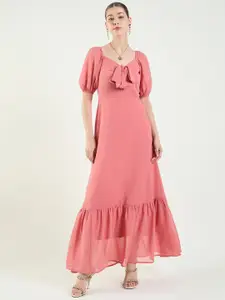 aayu Puff Sleeve Layered Georgette Maxi Dress