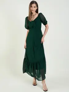 aayu Puff Sleeve Layered Georgette Maxi Dress