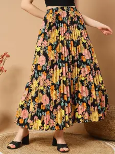 OTABU Floral Printed Pleated A-Line Maxi Skirt