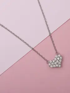 Laviscart Rhodium-Plated Stainless Steel Artificial Stones Studded Necklace