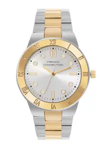 French Connection Women Embellished Dial & Stainless Steel Bracelet Style Straps Analogue Watch FCB7TM