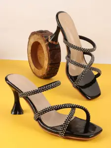 Lavie Embellished PU Kitten Sandals