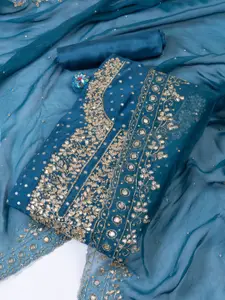 Meena Bazaar Embellished Organza Unstitched Dress Material