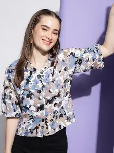 DressBerry Women Modern Boxy Floral Opaque Party Shirt