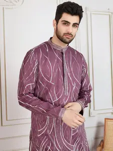 House of Pataudi Sequin Embroidered Straight Kurta