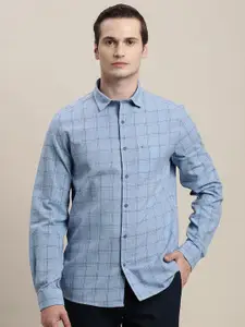 Turtle Men Relaxed Slim Fit Spread Collar Windowpane Checked Khadi Casual Shirt