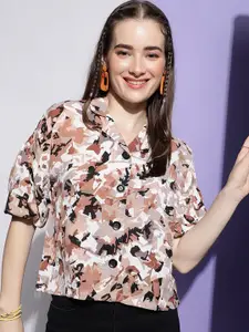 DressBerry Women Modern Boxy Floral Opaque Party Shirt