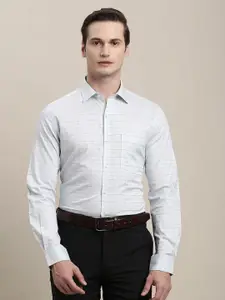 Turtle Men Standard Slim Fit Spread Collar Grid Tattersall Checked Cotton Formal Shirt