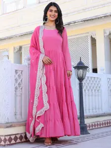 Fashion Basket Flared Maxi Ethnic Dress With Dupatta
