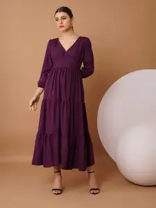 Chemistry Puff Sleeve Crepe A-Line Maxi Dress