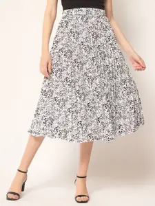 OTABU Floral Printed Pleated A-Line Midi Skirt