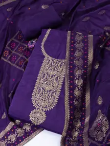 Meena Bazaar Embroidered Art Silk Unstitched Dress Material