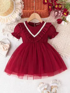 INCLUD Puff Sleeve Fit & Flare Dress