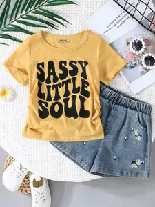 INCLUD Girls Printed T-shirt with Shorts