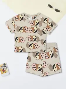 max Boys Printed Round Neck Pure Cotton T-shirt With Shorts