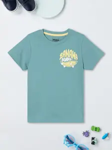 max Boys Typography Printed Round Neck Cotton T-shirt