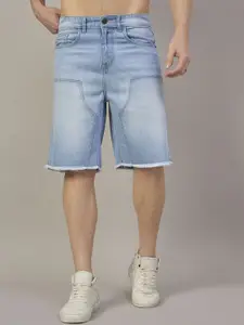 The Roadster Lifestyle Co Men Washed Pure Cotton Relaxed Fit Denim Shorts