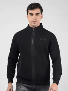 Numero Uno Men Solid High Neck Front Open Zipper Sweatshirt