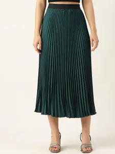 ZWERLON Pleated A-Line Midi Skirt