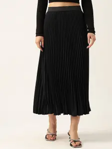 ZWERLON Women Pleated A-Line Midi Skirt