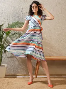 StyleStone Striped Satin Dress