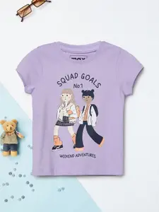max Girls Graphic Printed Round Neck Cotton T-shirt