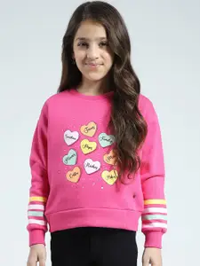 Monte Carlo Girls Printed Round Neck Cotton Sweatshirt