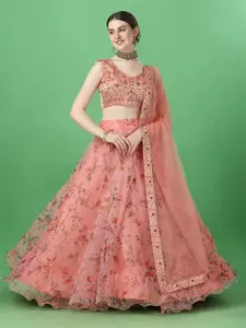 BAESD Printed Semi-Stitched Lehenga & Unstitched Blouse With Dupatta